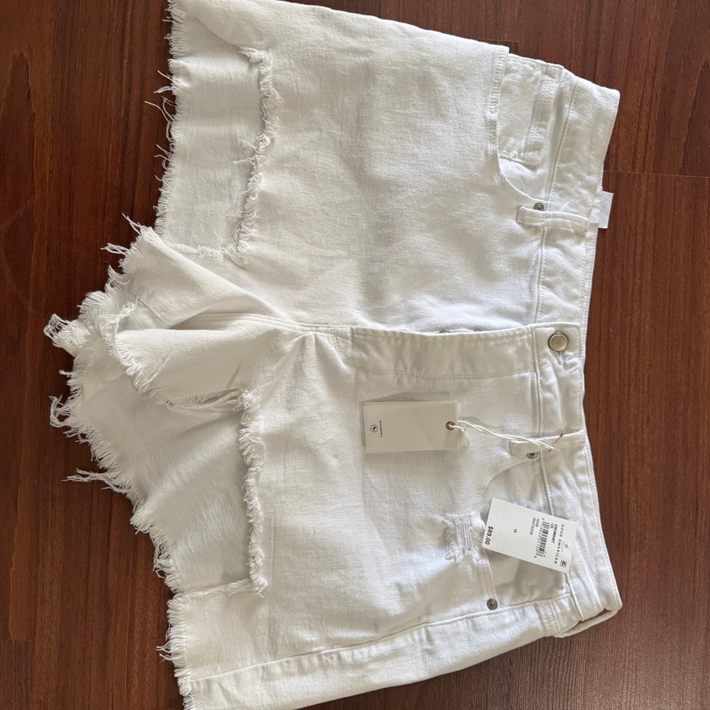 Women's White Frayed Denim Shorts